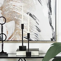 Black Aluminum Slim Candle Holder with Block Base Set
