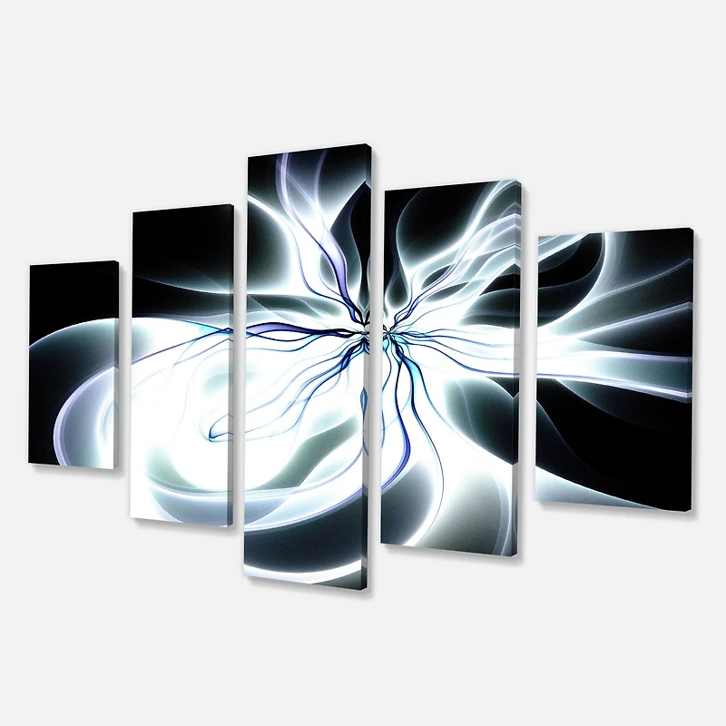 Designart - White Symmetrical Fractal Flower - Contemporary Art on Canvas