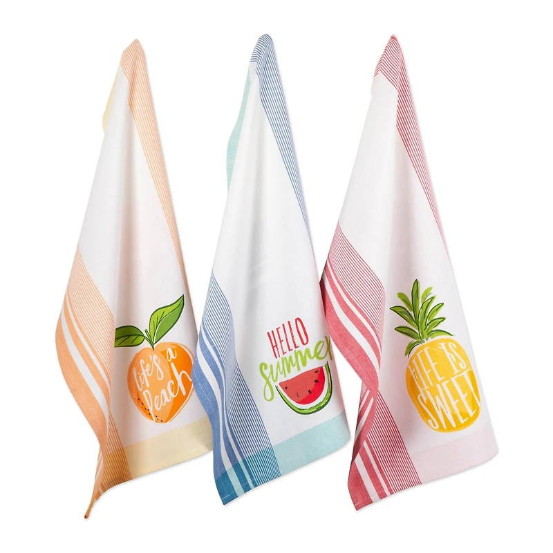 DII® Hello Summer Print Dishtowel, 3ct.
