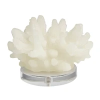 6" White Polystone Small Textured Coral Sculpture with Clear Acrylic Base