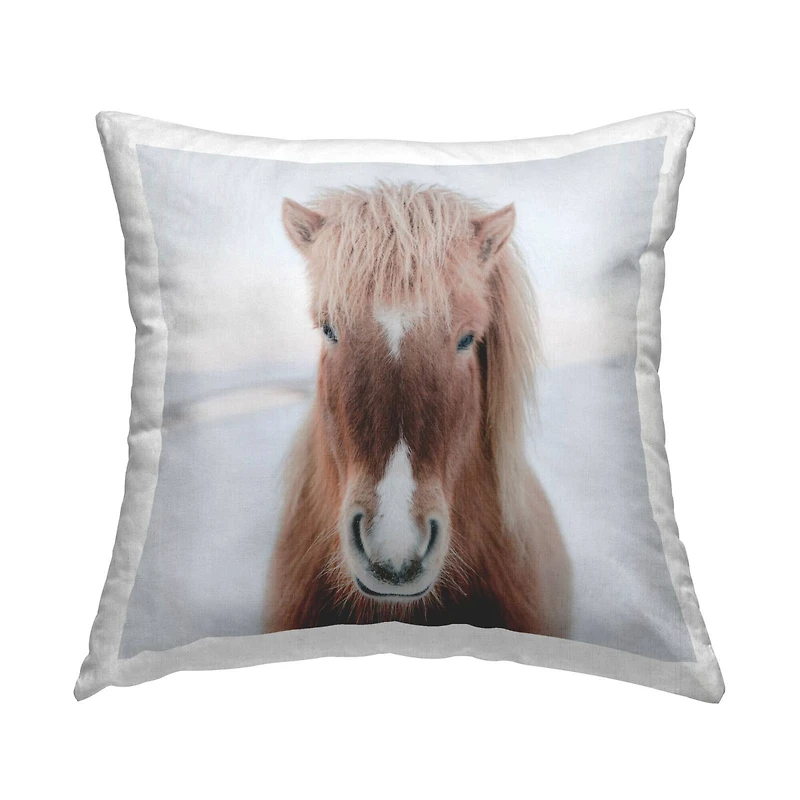 Stupell Industries Majestic Brown Horse Niveous Winter Landscape Throw Pillow, 18" x 18"