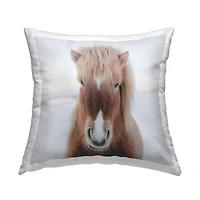 Stupell Industries Majestic Brown Horse Niveous Winter Landscape Throw Pillow, 18" x 18"