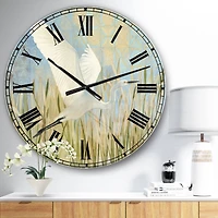 Designart 'Snowy Egret In Flight Vii Farmhouse Wall Clock