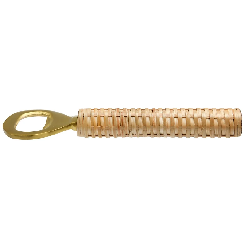Hello Honey® 6" Brass & Bamboo Bottle Opener with Handle