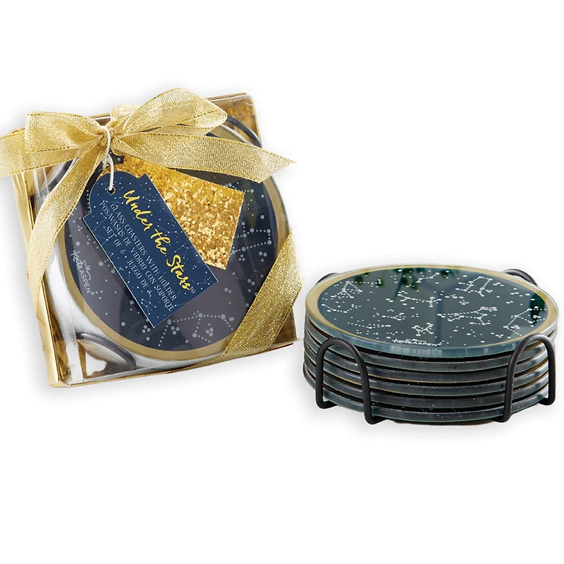 Kate Aspen® Under the Stars Glass Coasters & Holder Set