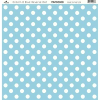 Paper Café Cream & Blue Reverse Dot 12" x 12" Cardstock, 15 Sheets