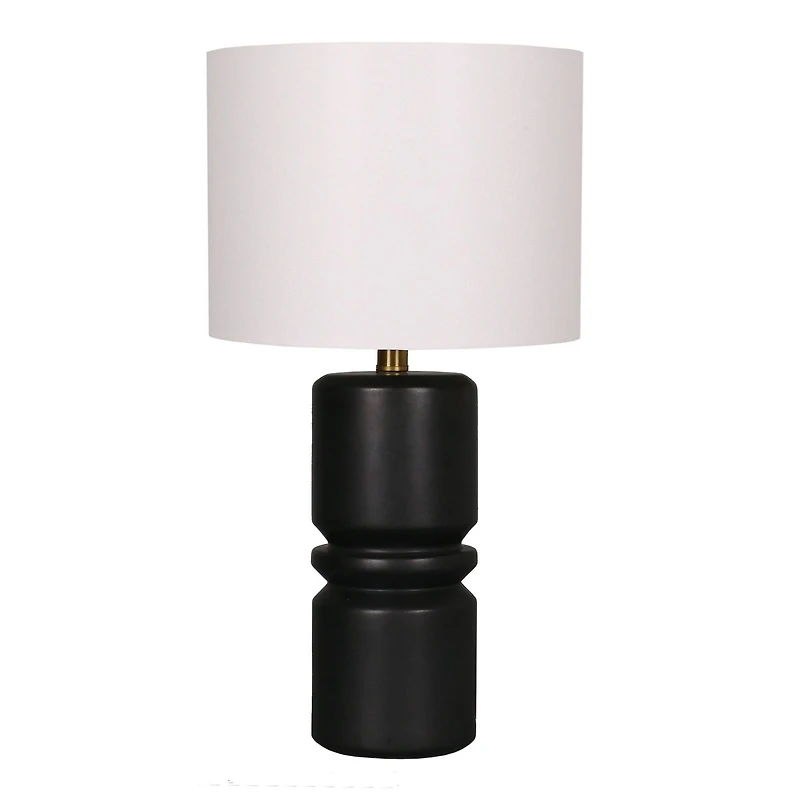 22" Black Ceramic Table Lamp with White Fabric Shade by Ashland®