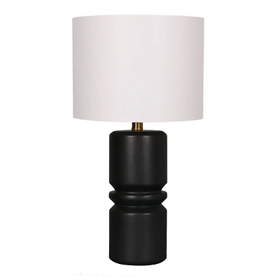 22" Black Ceramic Table Lamp with White Fabric Shade by Ashland®