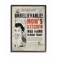 Stupell Industries Mom's Kitchen Newspaper Wall Art in Black Frame