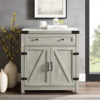 Walker Edison Stone Gray Farmhouse Barn Door Accent Cabinet