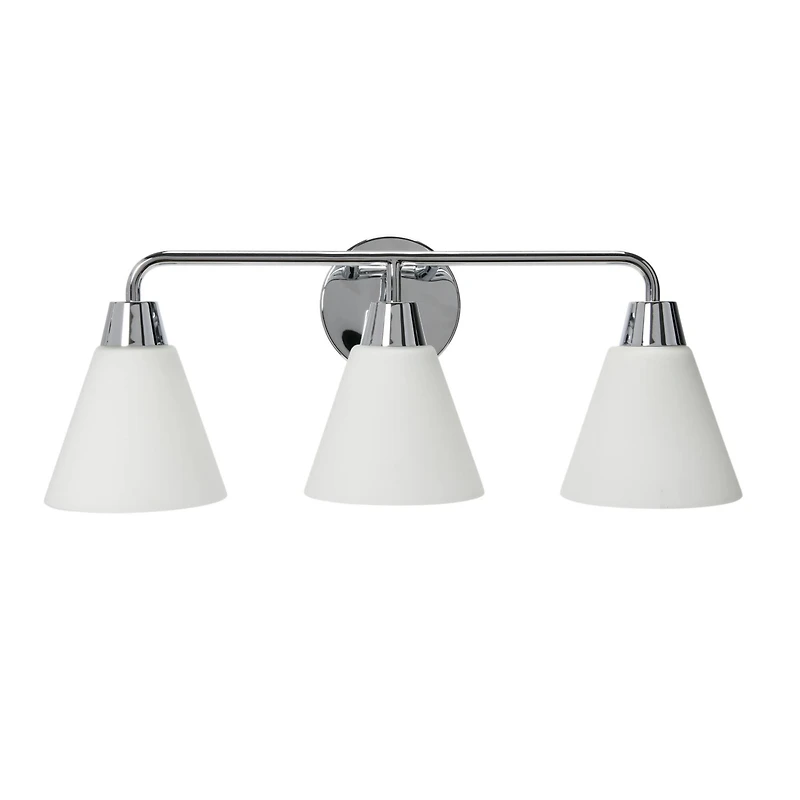 Hello Honey® Robert Stevenson Lighting Brody Chrome Metal & Frosted Glass 3-Light Vanity Light