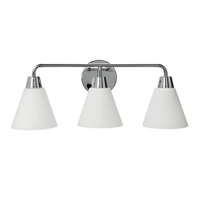 Hello Honey® Robert Stevenson Lighting Brody Chrome Metal & Frosted Glass 3-Light Vanity Light