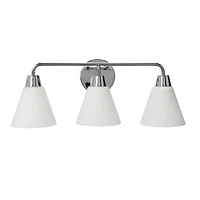 Hello Honey® Robert Stevenson Lighting Brody Chrome Metal & Frosted Glass 3-Light Vanity Light