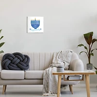 Stupell Industries Happy Hanukkah Blue Menorah Wall Art