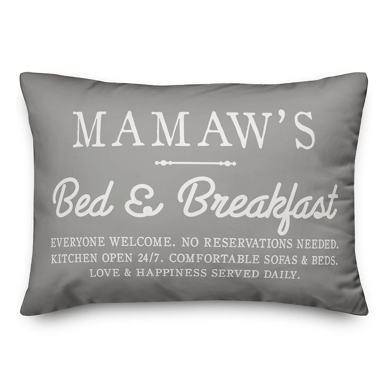 Mamaw's Bed & Breakfast Throw Pillow