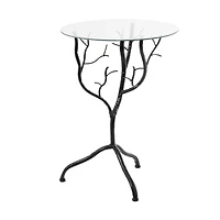 22" Metal Branch Accent Table with Glass Top