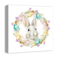 Easter Bunny Wreath 16" x 16" Canvas Wall Art