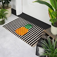 Ivory & Orange Pineapple Striped Doormat