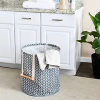 Household Essentials Krush Round Hamper with Wood Dowel Handles