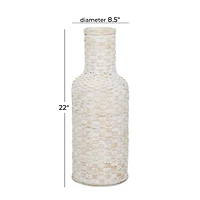 White Bamboo Tall Woven Floor Vase 8" x 8" x 22"