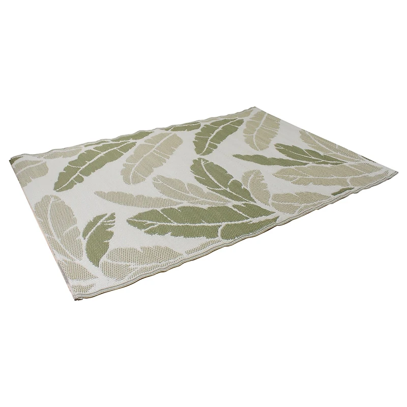 Green & White Palm Leaf Rectangular Outdoor Area Rug, 4ft. x 6ft.