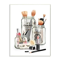 Stupell Industries Fashion Brand Makeup In Mason Jars Glam Design Wood Wall Plaque