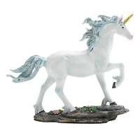 White Unicorn Figurine Blue and White 7.5" x 2.25" x 6.5