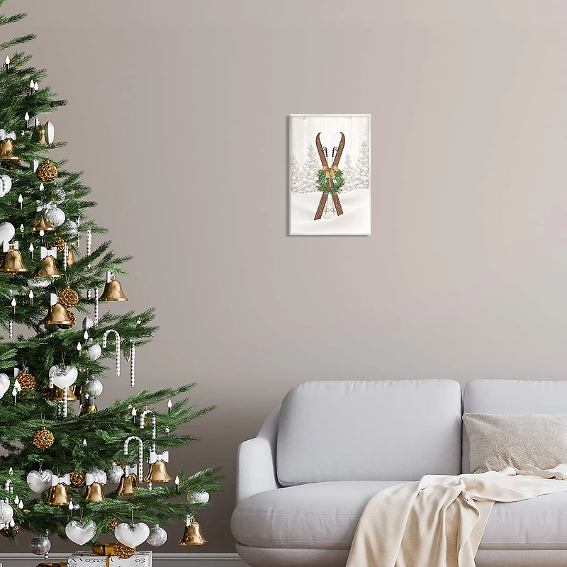 Stupell Industries Winter Skis Holiday Wreath Wall Plaque Art