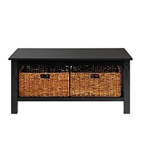 Walker Edison 40" Black Mission Storage Coffee Table with Baskets