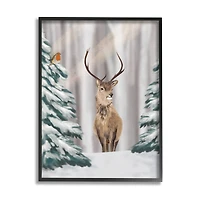 Stupell Industries Seasonal Deer Winter Landscape Framed Giclee Art