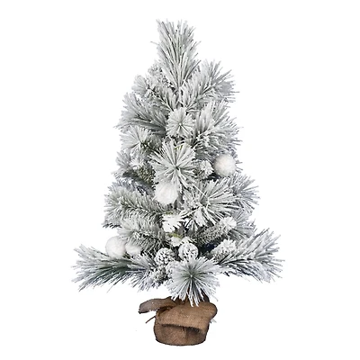 3ft. Unlit Frosted Beacon Pine with Snowballs & Pinecones Artificial Christmas Tree in Burlap Base