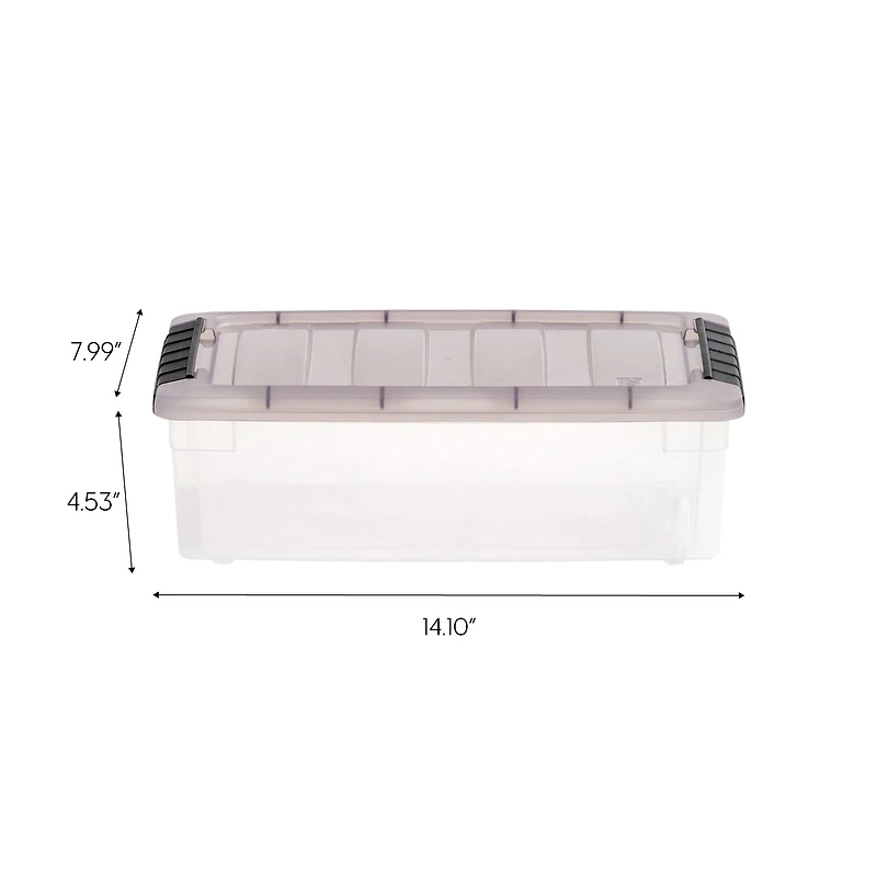 IRIS Stack & Pull Clear Plastic Storage Boxes with Gray Lid