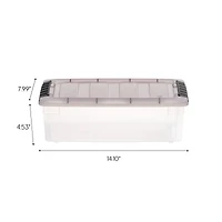 IRIS Stack & Pull Clear Plastic Storage Boxes with Gray Lid