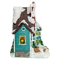 LED Lighted Snowy House Christmas Village Decoration - 5.5" - Green