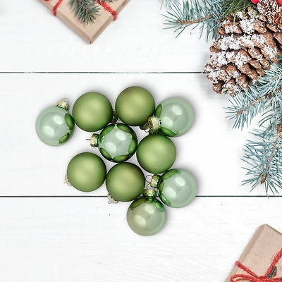 10ct. 2" Grass Green 2-Finish Glass Ball Ornaments