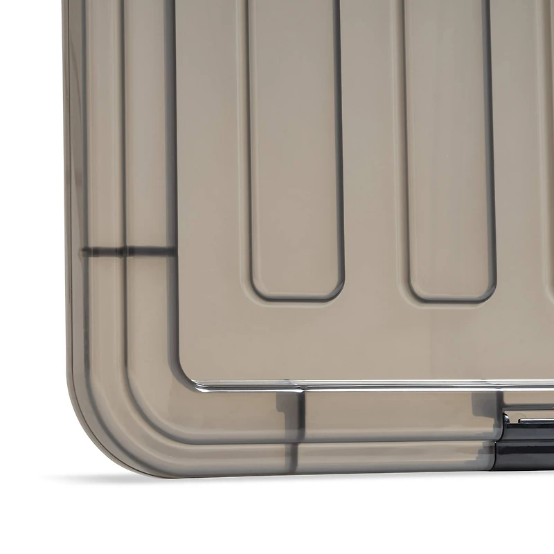 Iris® 91qt. Clear View Plastic Storage Bins with Gray Latching Buckle Lids, 4ct.