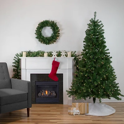 4-Piece Wolcott Spruce Artificial Christmas Tree, Wreath & Garland Set, Clear Lights