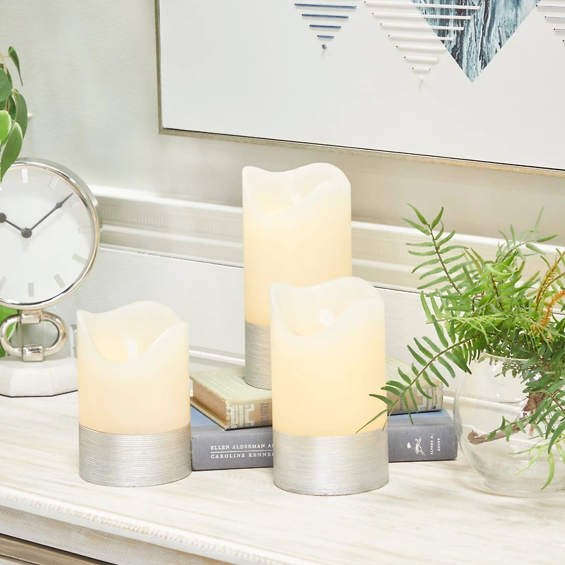 White Traditional Flameless Candle Set