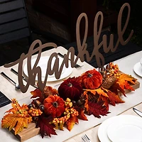 24" GlitzHome® Thankful Floral Tabletop Sign