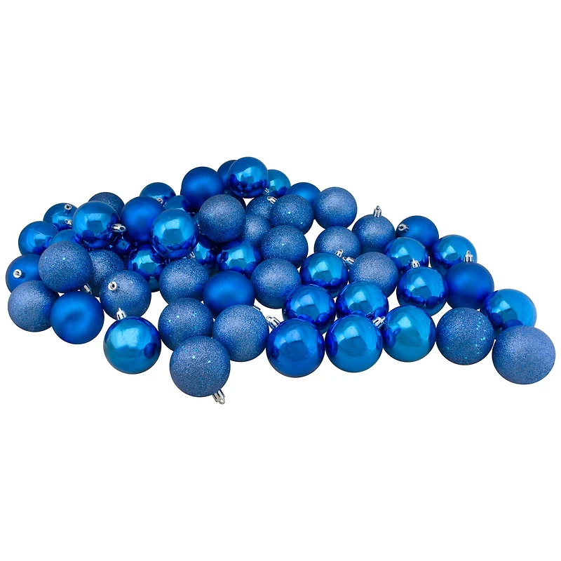 60ct Shiny Lavish Blue Shatterproof Ball Ornaments