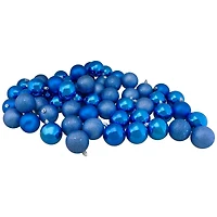 60ct Shiny Lavish Blue Shatterproof Ball Ornaments