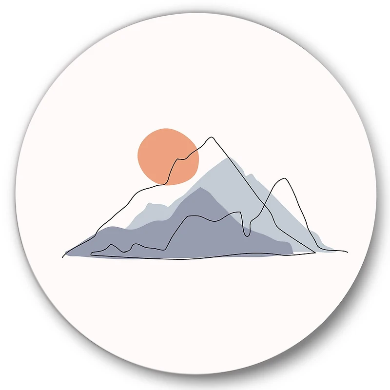 Designart - Abstract Mountainscape With Red Moon
