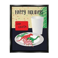 Stupell Industries Happy Holidays Dinosaur Santa Cookies Framed Floater Canvas Wall Art