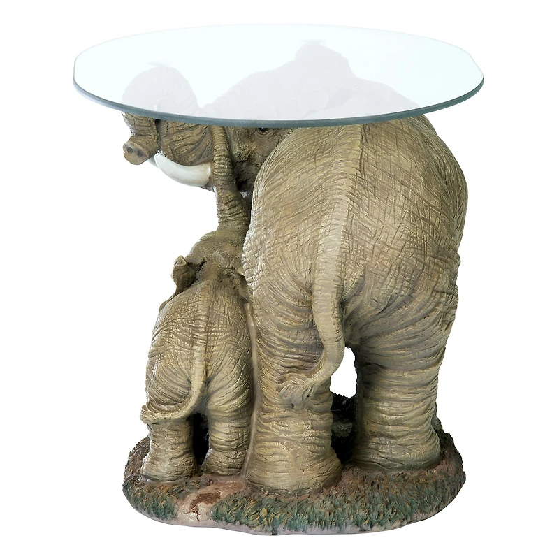 Design Toscano 18" Elephant's Majesty Glass-Topped Cocktail Table