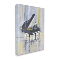 Stupell Industries Distressed Grand Piano Instrument Blue Gold Canvas Wall Art