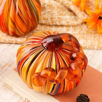 Glitzhome® Multi Striped Glass Pumpkin & Gourd Set