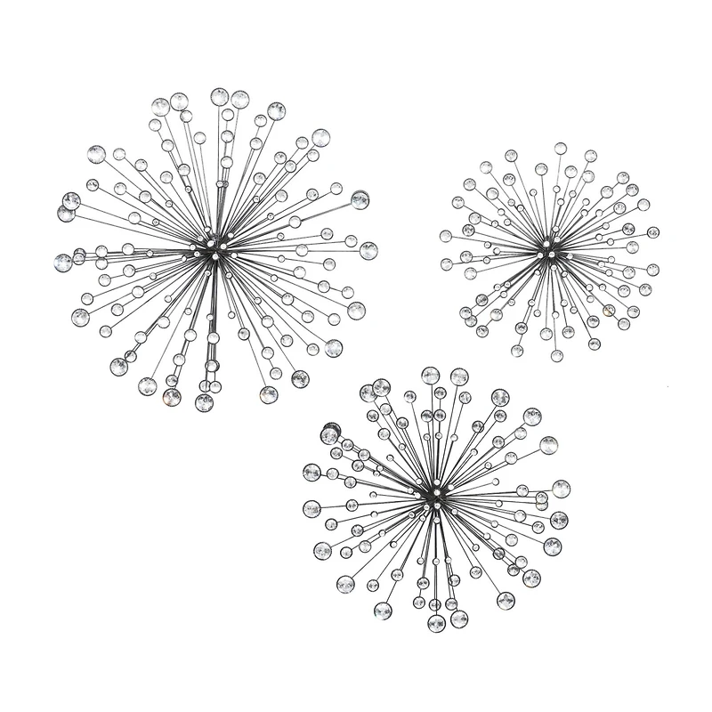 Silver Metal Starburst Modern Wall Décor Set