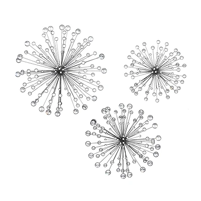 Silver Metal Starburst Modern Wall Décor Set