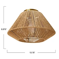 Hello Honey® 13.8" Coastal Ceiling Lamp with Natural Paper Rope Shade and Iron Base