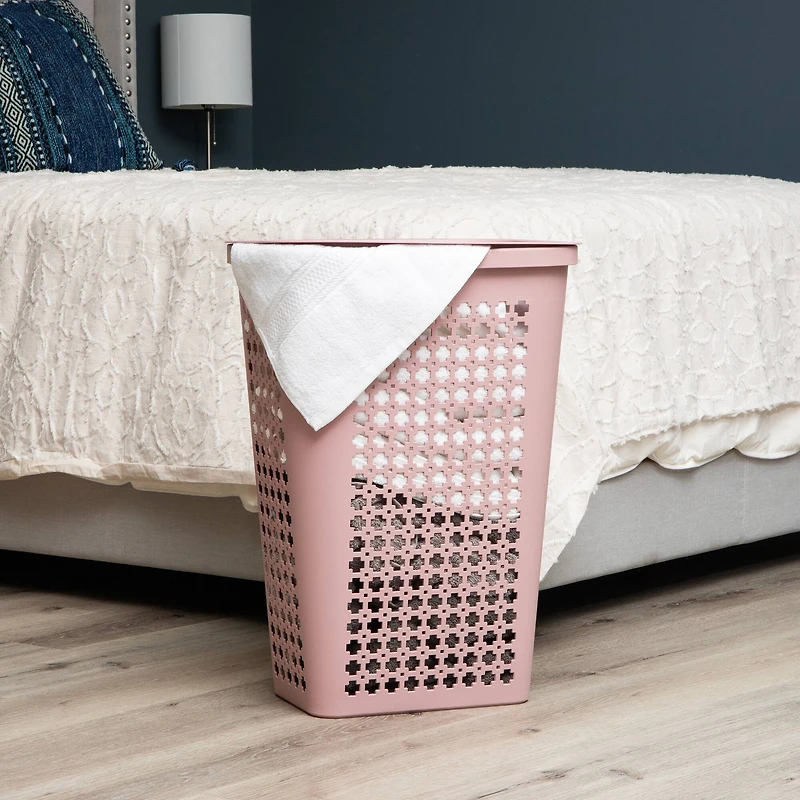 Mind Reader 50L Tapered Laundry Hamper with Swiss Cross Cut-Outs